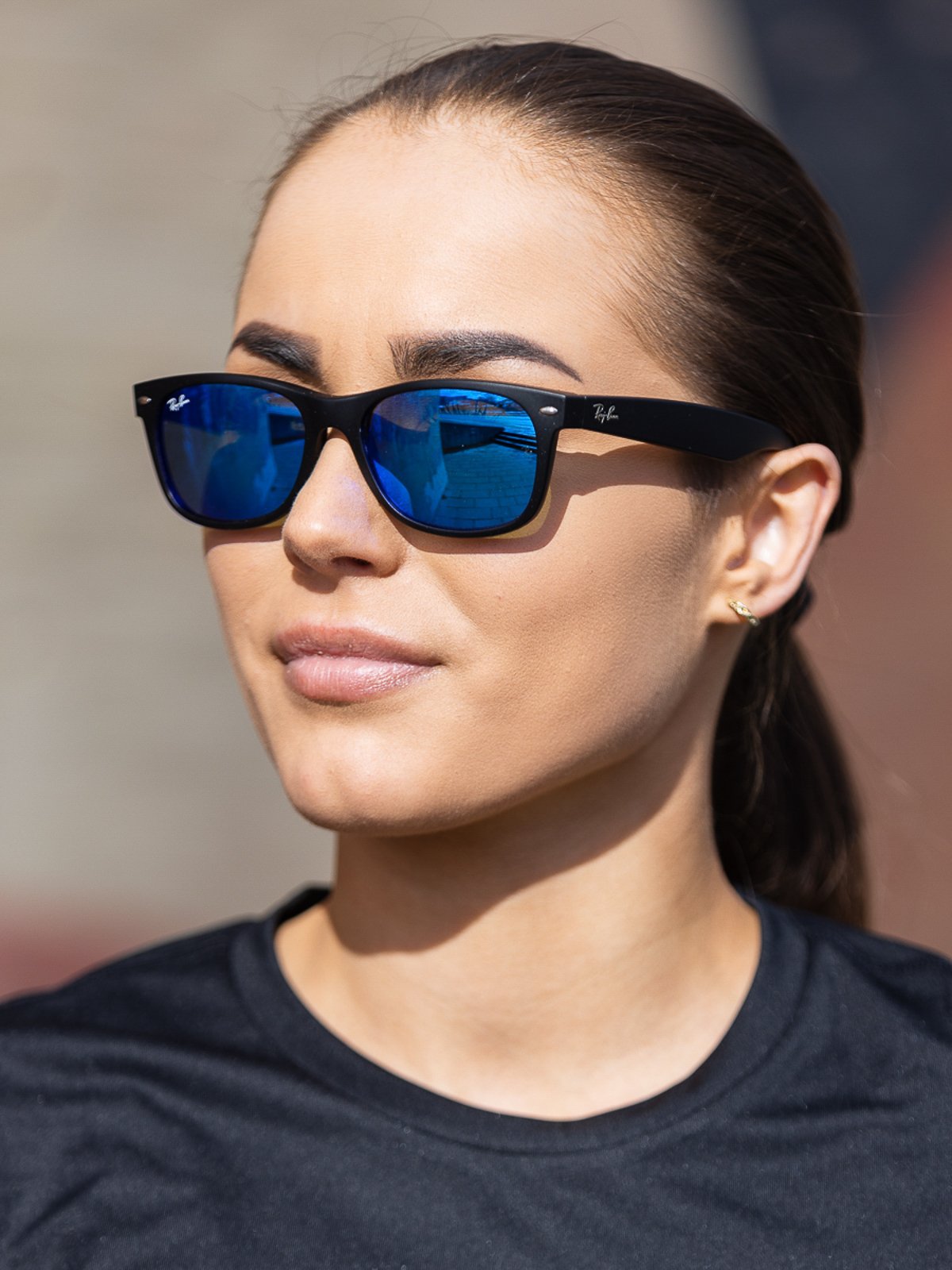 Ray-Ban New Wayfarer Black / Blue Flash | Glassbredde på denne fargen er 55 mm