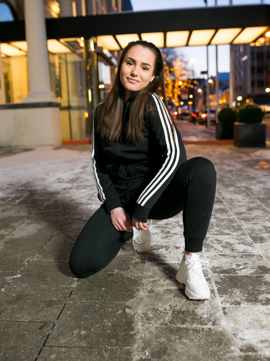 adidas 3 stripes Fullzip Hoodie Black/ White