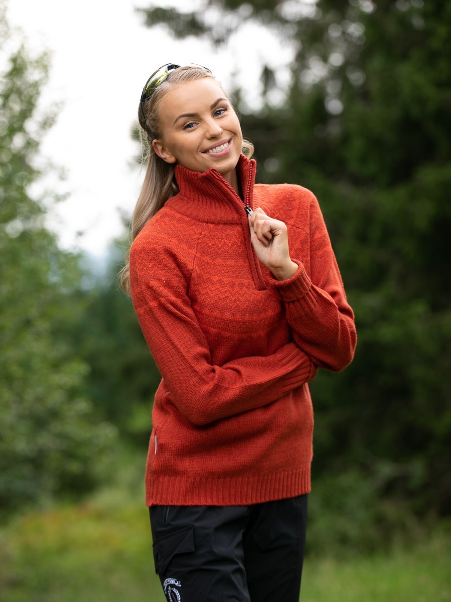 Twentyfour Freja Half Zip Genser Mørk Rust