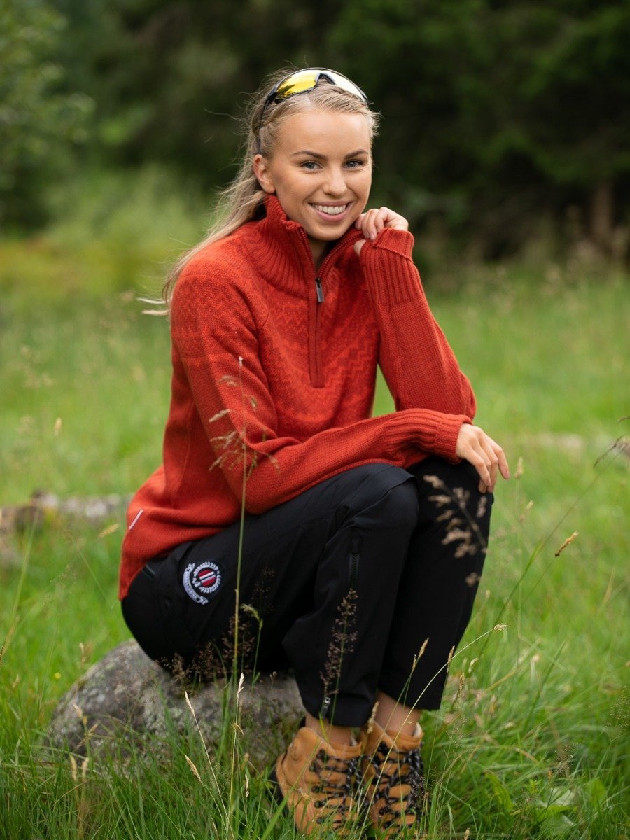 Twentyfour Freja Half Zip Genser Mørk Rust