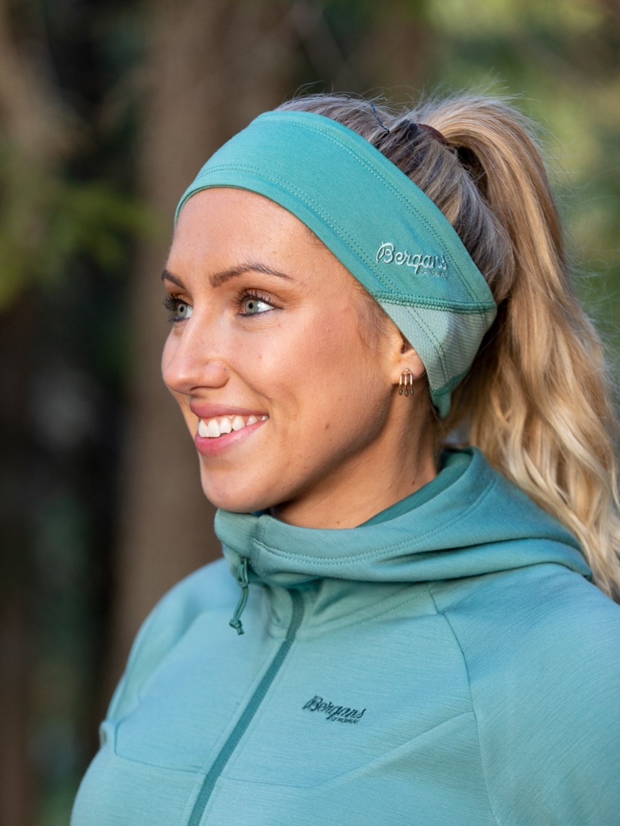 Bergans Cecilie Wool Headband Light Forest Frost / Misty Forest