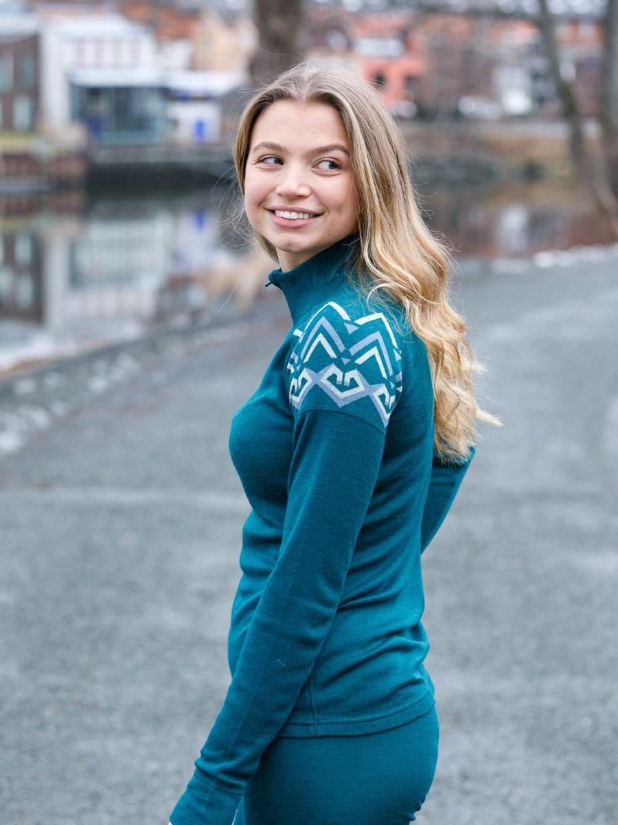 Twentyfour Finse Freja Ull Half zip Mørk grønn