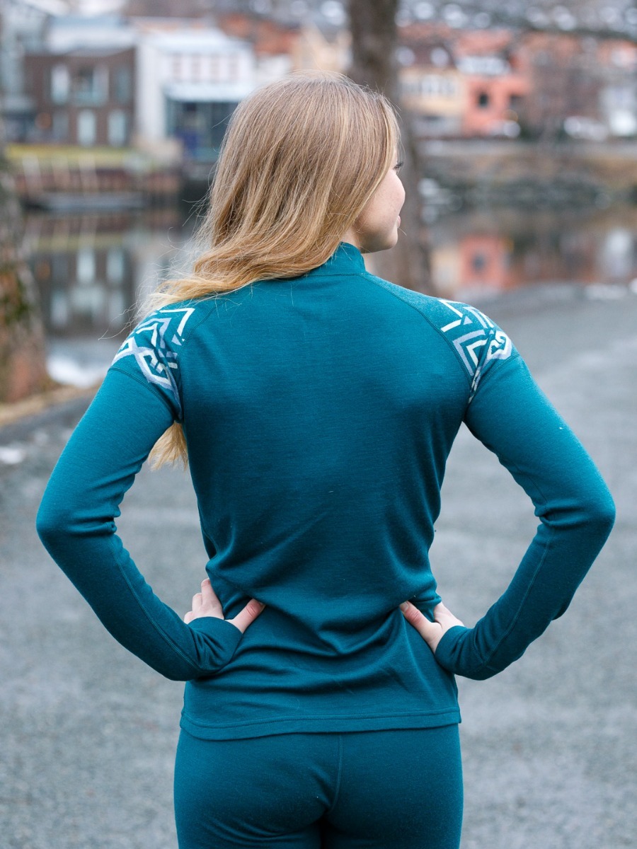 Twentyfour Finse Freja Ull Half zip Mørk grønn