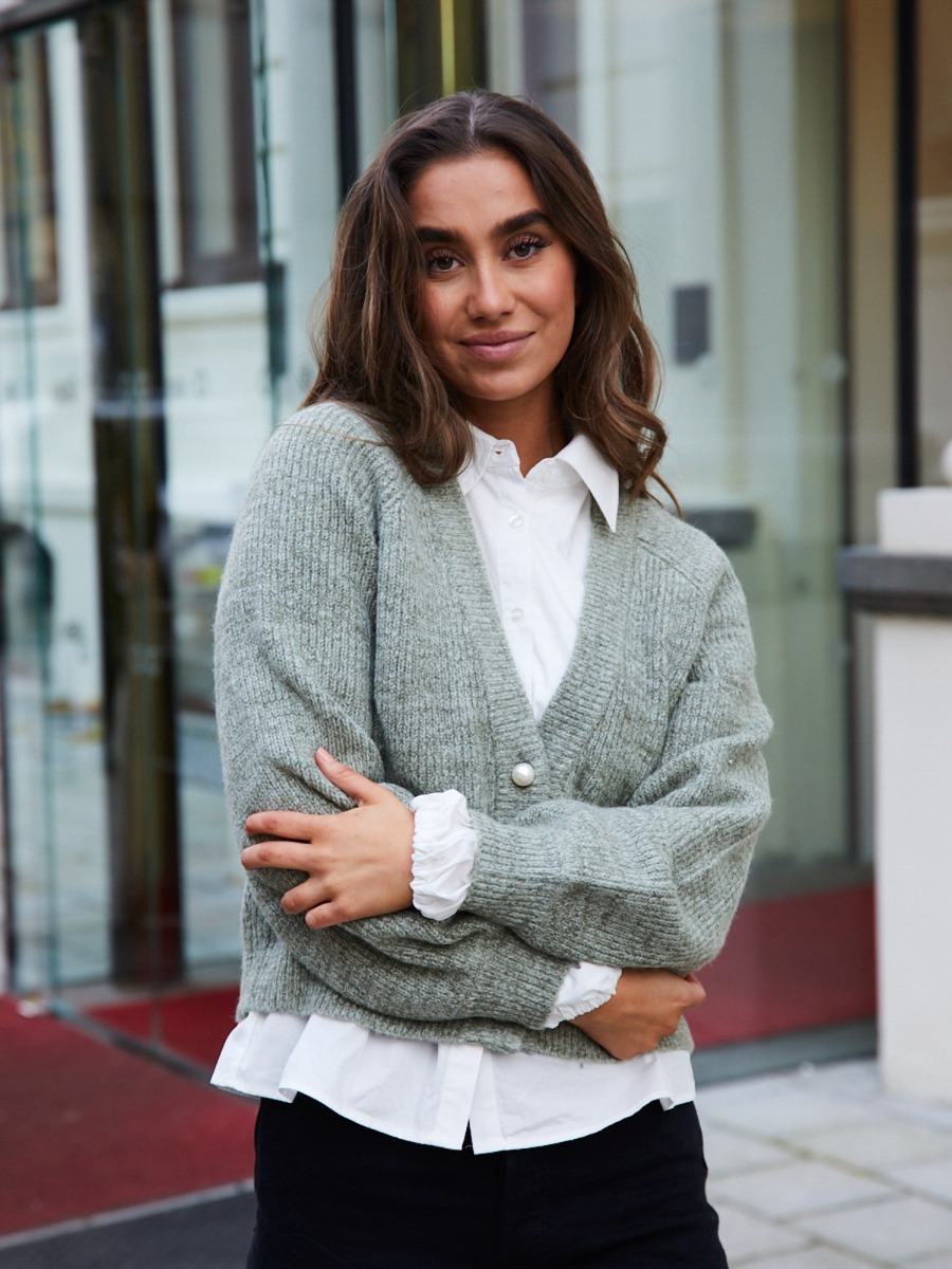Ichi Marin Cardigan Deep Lichen Green
