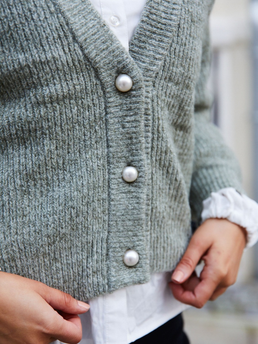 Ichi Marin Cardigan Deep Lichen Green