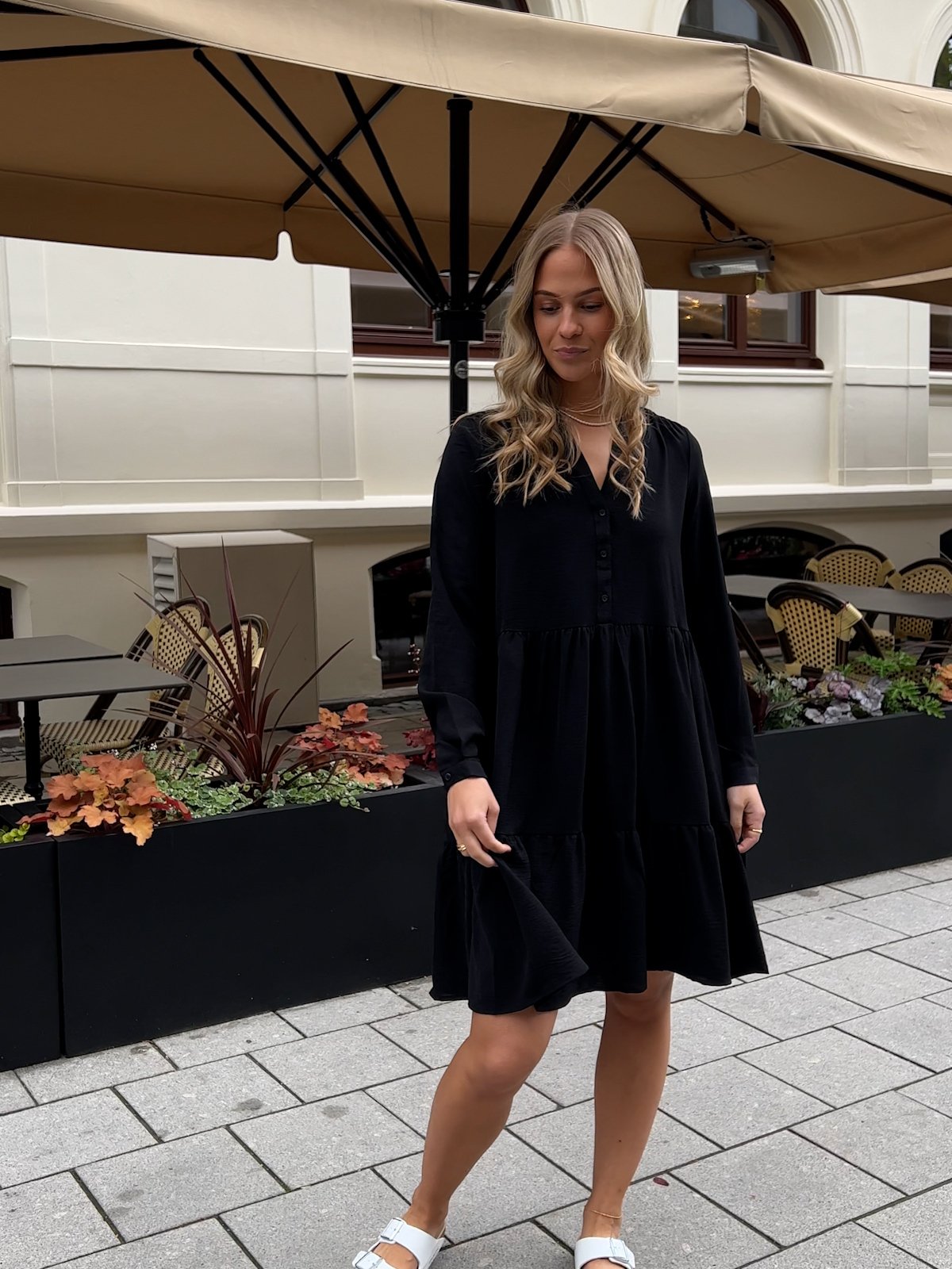 Selected Femme Mivia Long Sleeve Short Dress Black