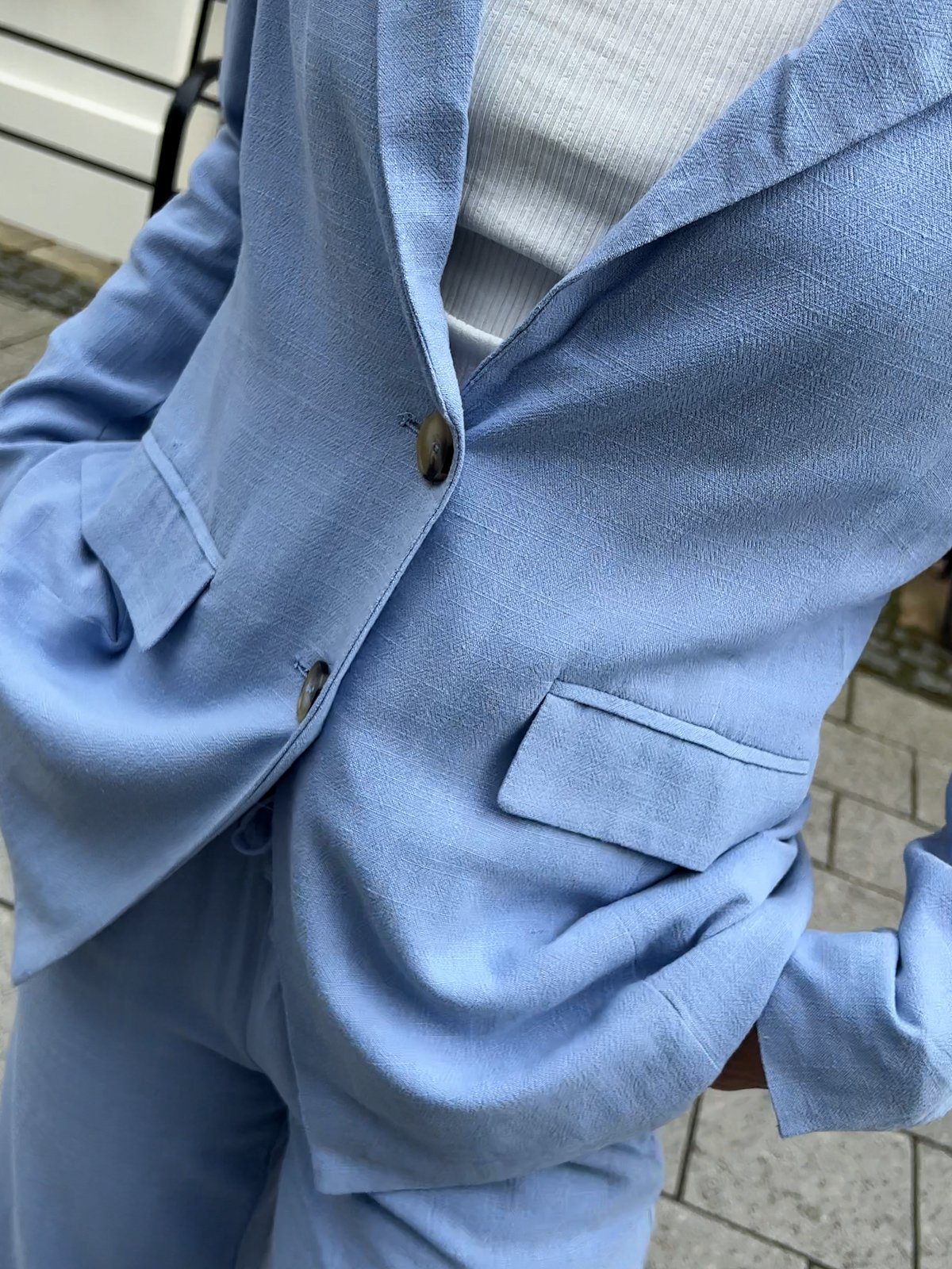 Selected Femme Viva Long Sleeve Blazer Blue Heron