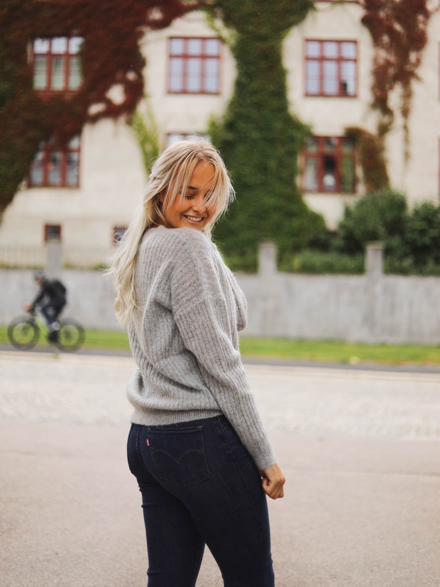 MSCH Copenhagen Femme Rib Mohair Pullover Light Grey Melange