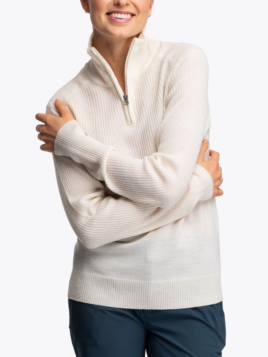 Twentyfour Flåm Half Zip Ullgenser Varmhvit