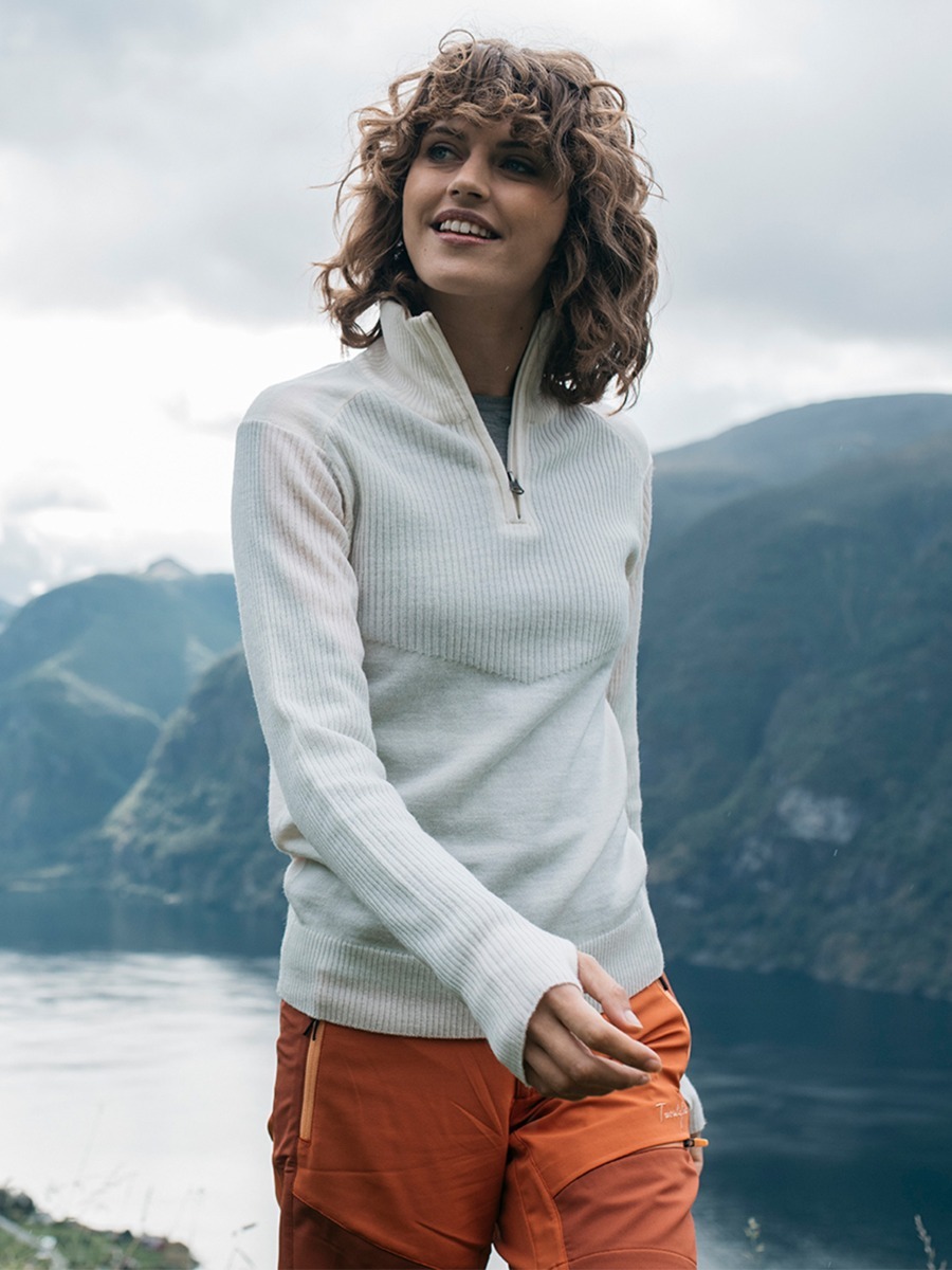 Twentyfour Flåm Half Zip Ullgenser Varmhvit