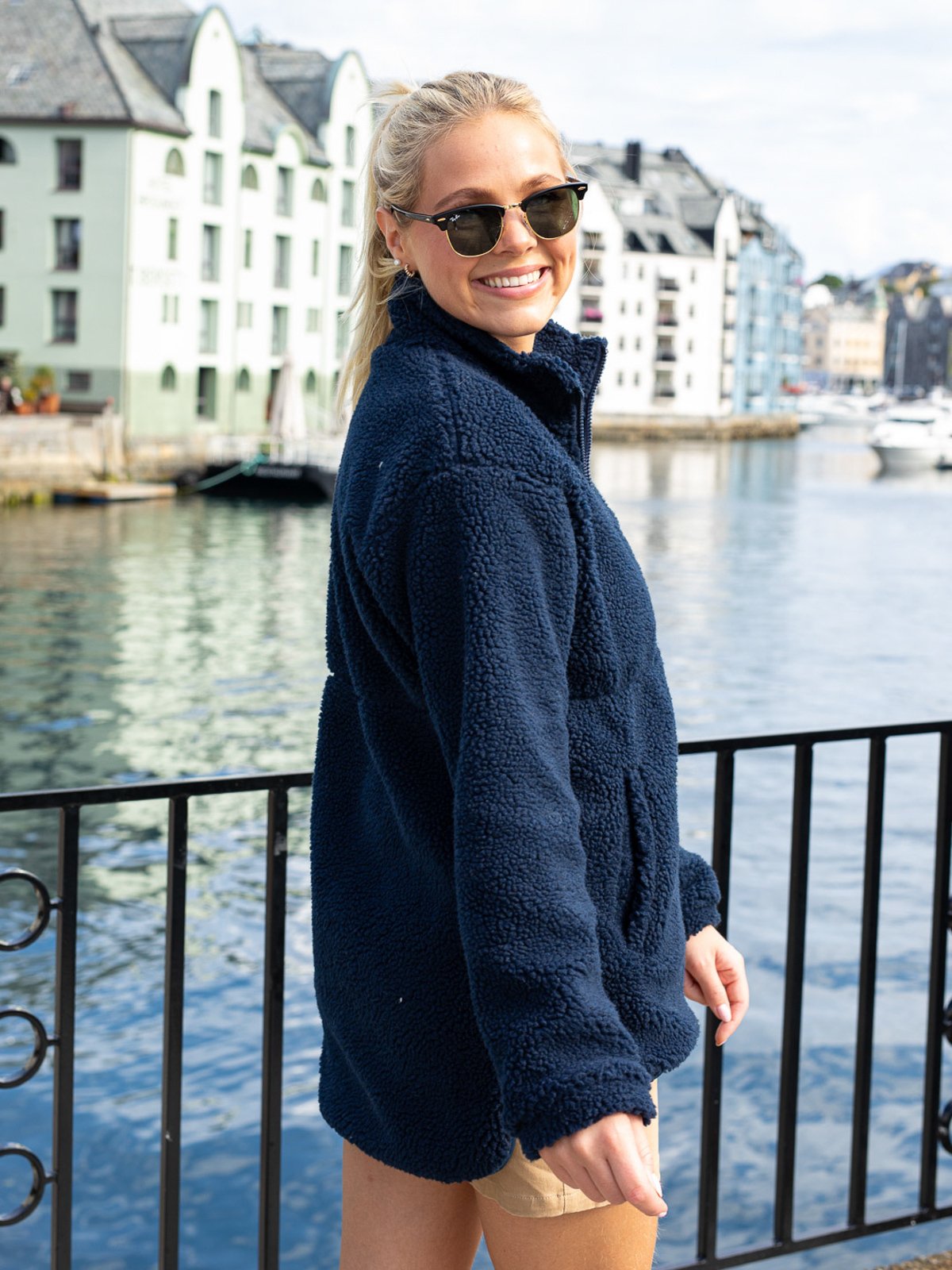 Twentyfour Mellow Pile Half Zip Blekkblå