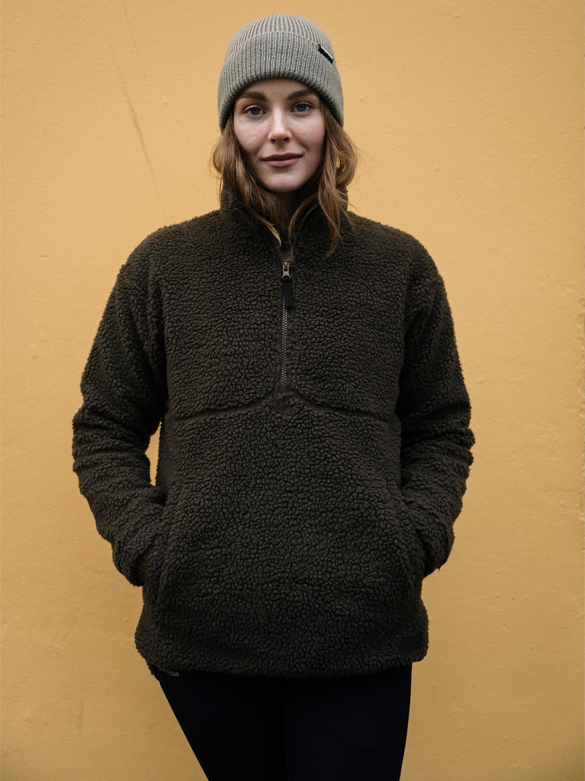 Twentyfour Mellow Pile Half Zip Armygrønn