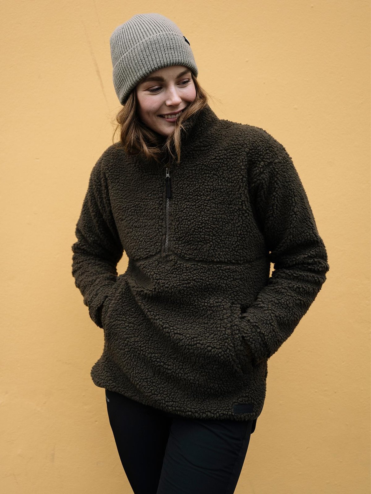 Twentyfour Mellow Pile Half Zip Armygrønn