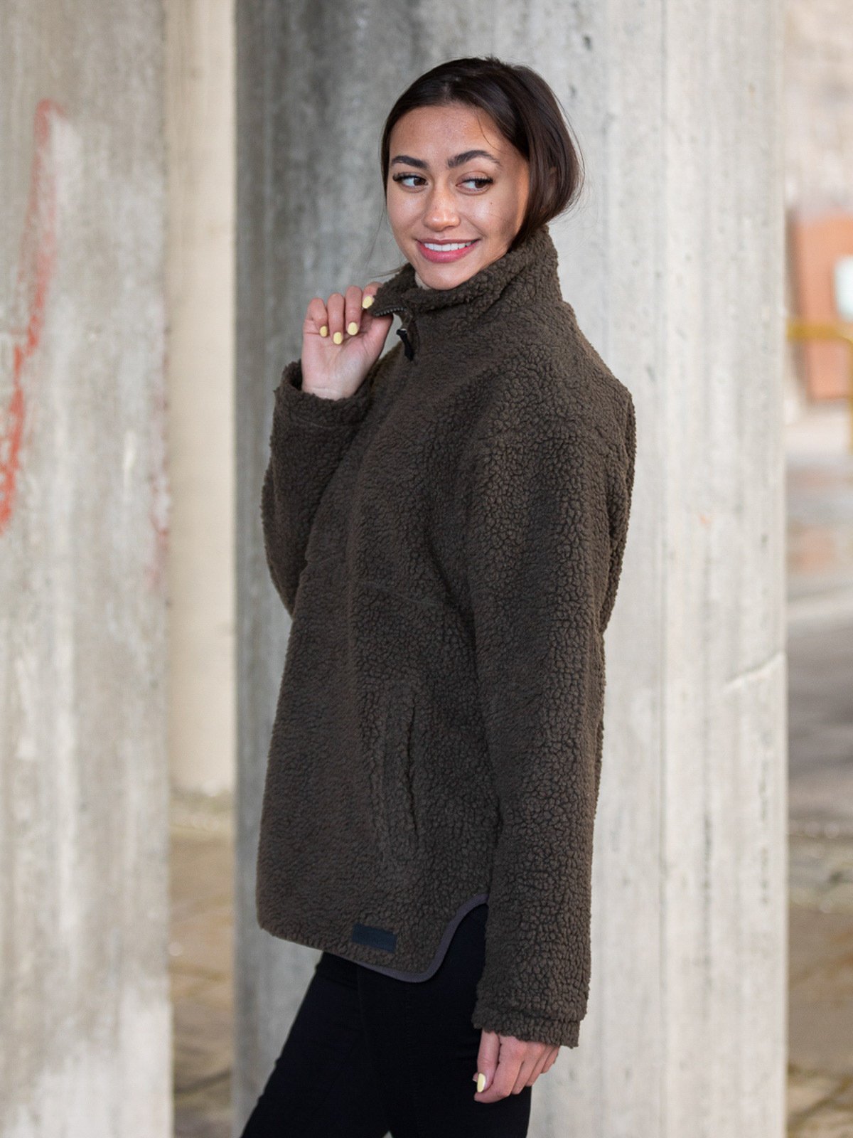 Twentyfour Mellow Pile Half Zip Armygrønn