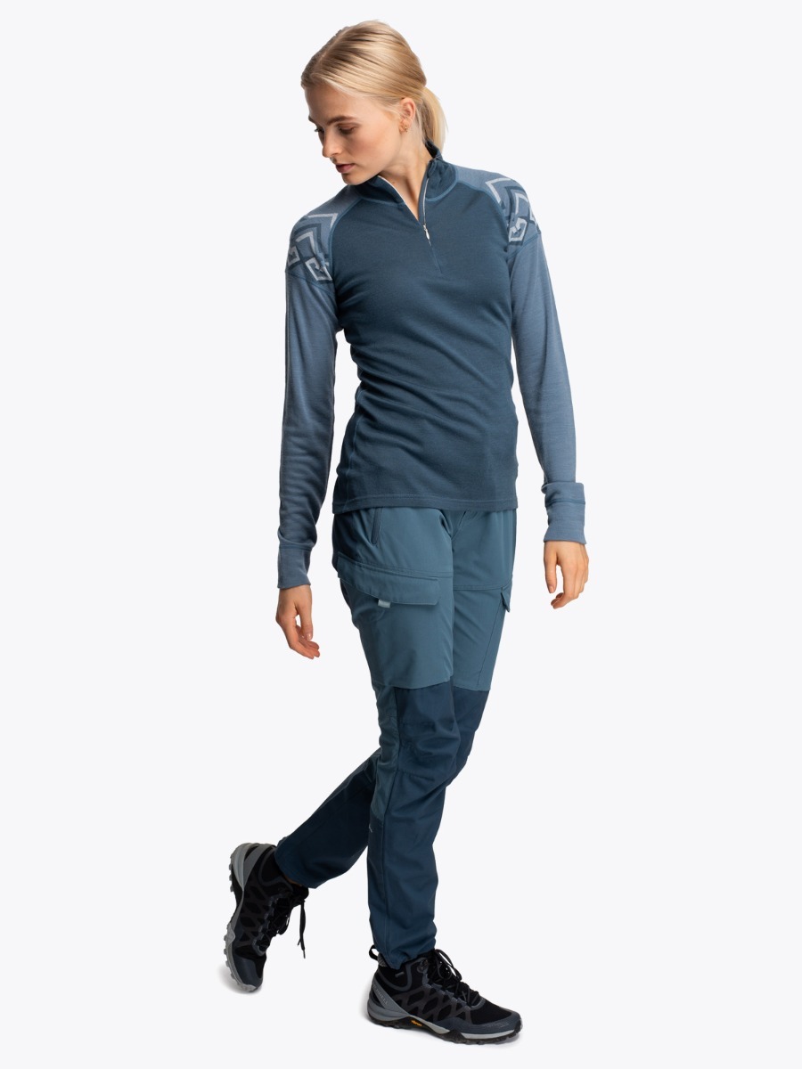 Twentyfour Finse Freja Ull Half zip Denimblå