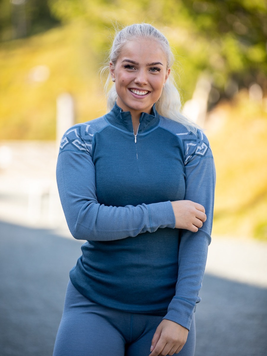 Twentyfour Finse Freja Ull Half zip Denimblå