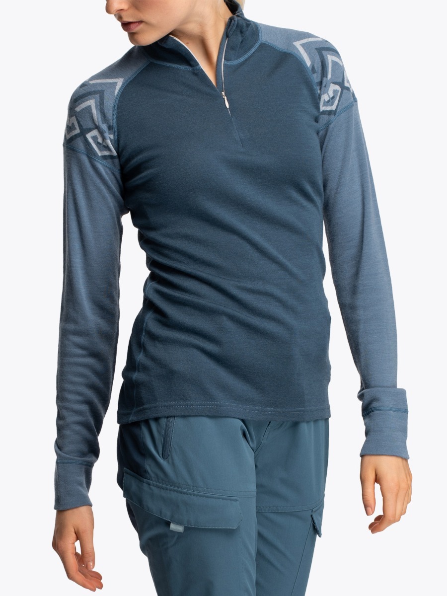 Twentyfour Finse Freja Ull Half zip Denimblå