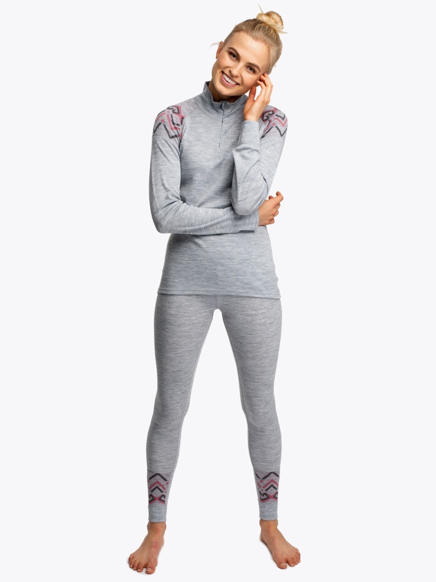 Twentyfour Finse Freja Ull Half zip Lys gråmelert