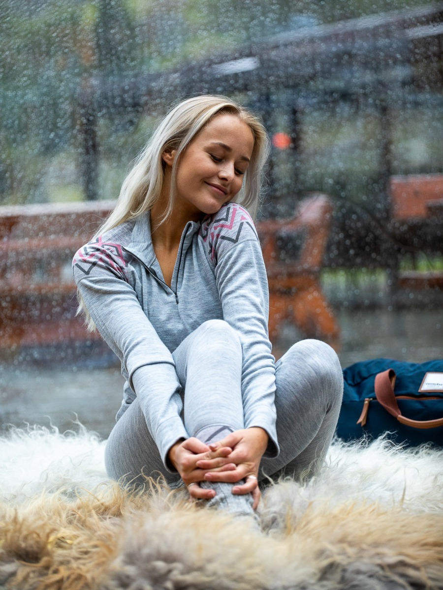 Twentyfour Finse Freja Ull Half zip Lys gråmelert