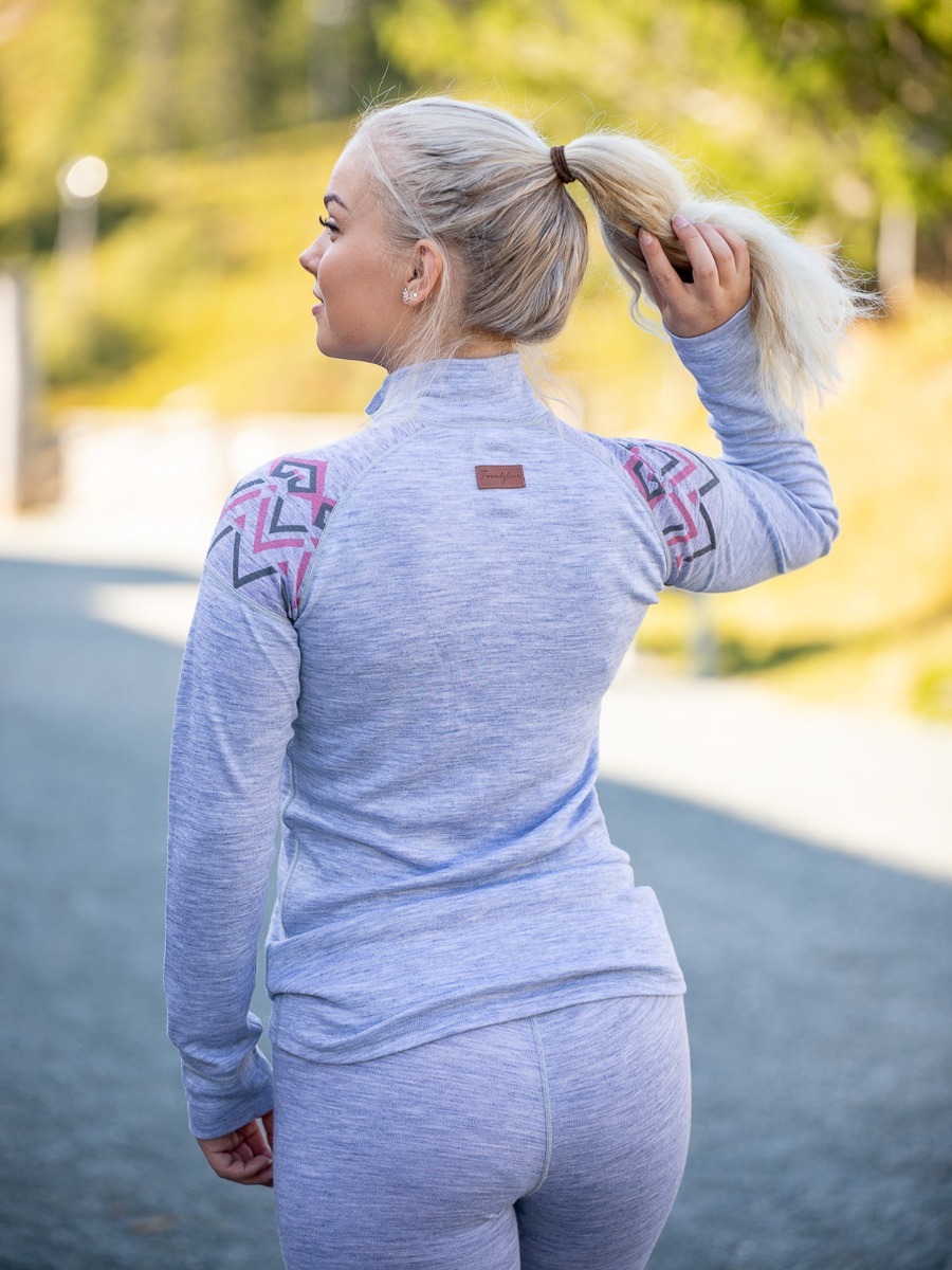 Twentyfour Finse Freja Ull Half zip Lys gråmelert