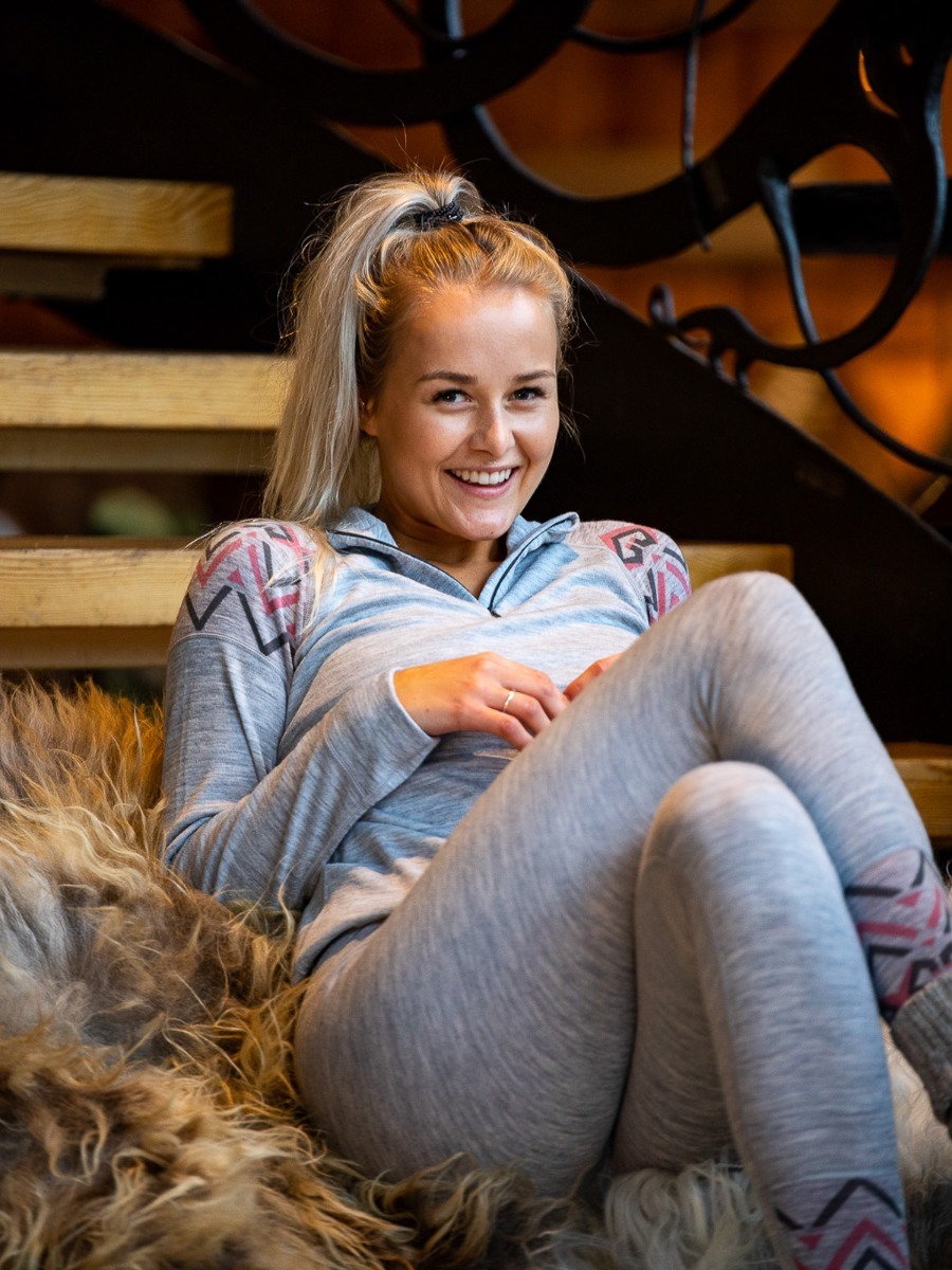 Twentyfour Finse Freja Ull Half zip Lys gråmelert