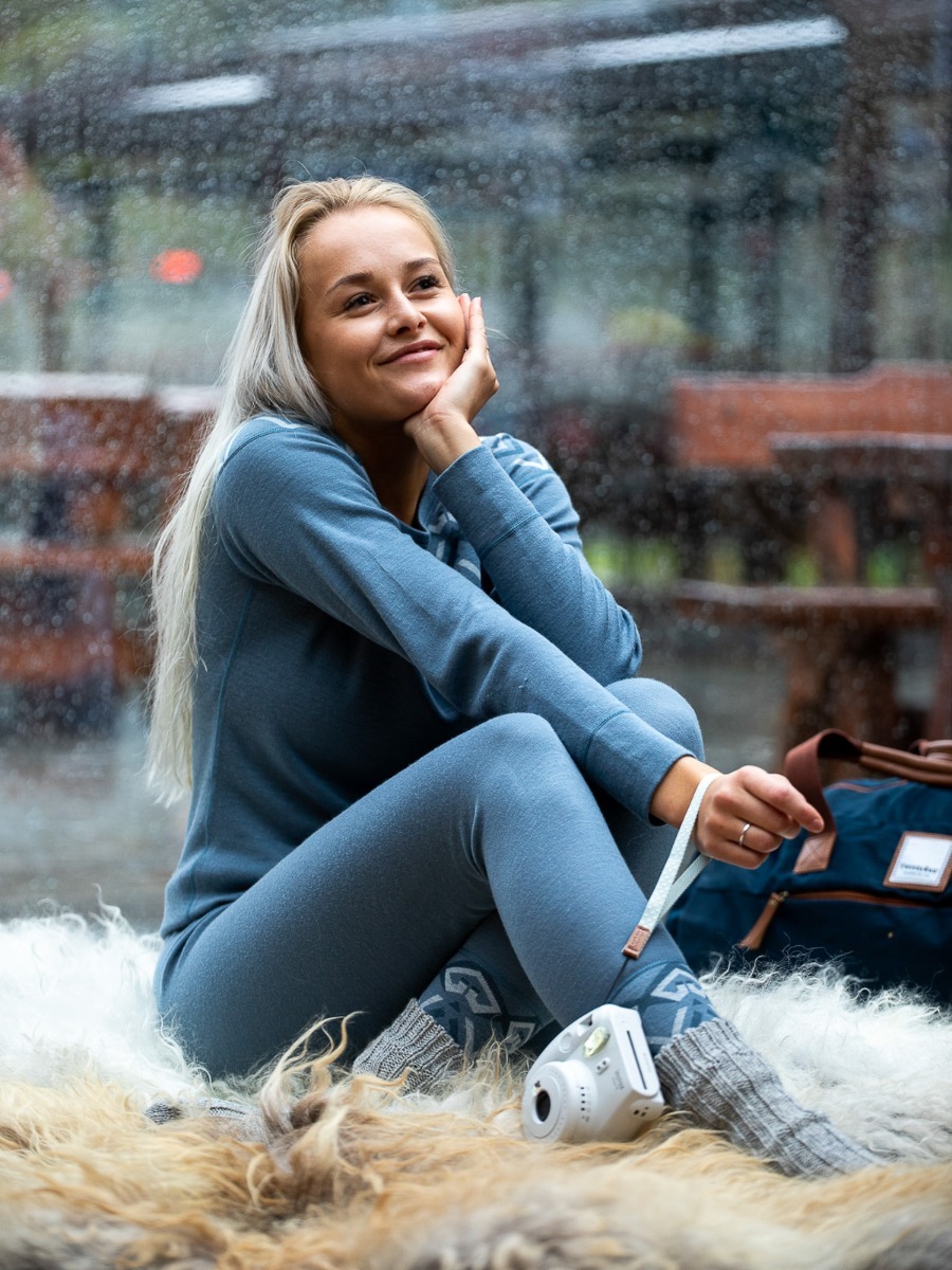 Twentyfour Finse Freja Ull tights Denimblå