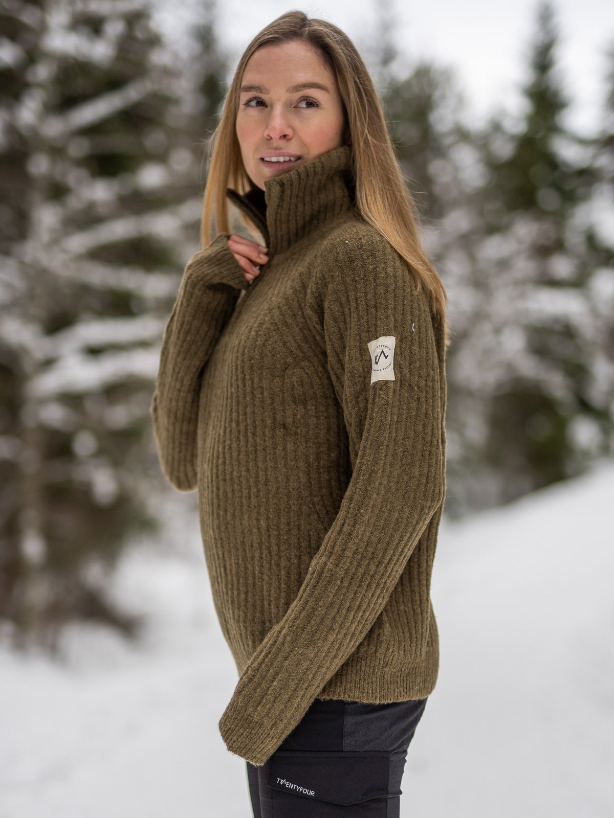 Twentyfour 1222 Half Zip Genser Mørk Oliven