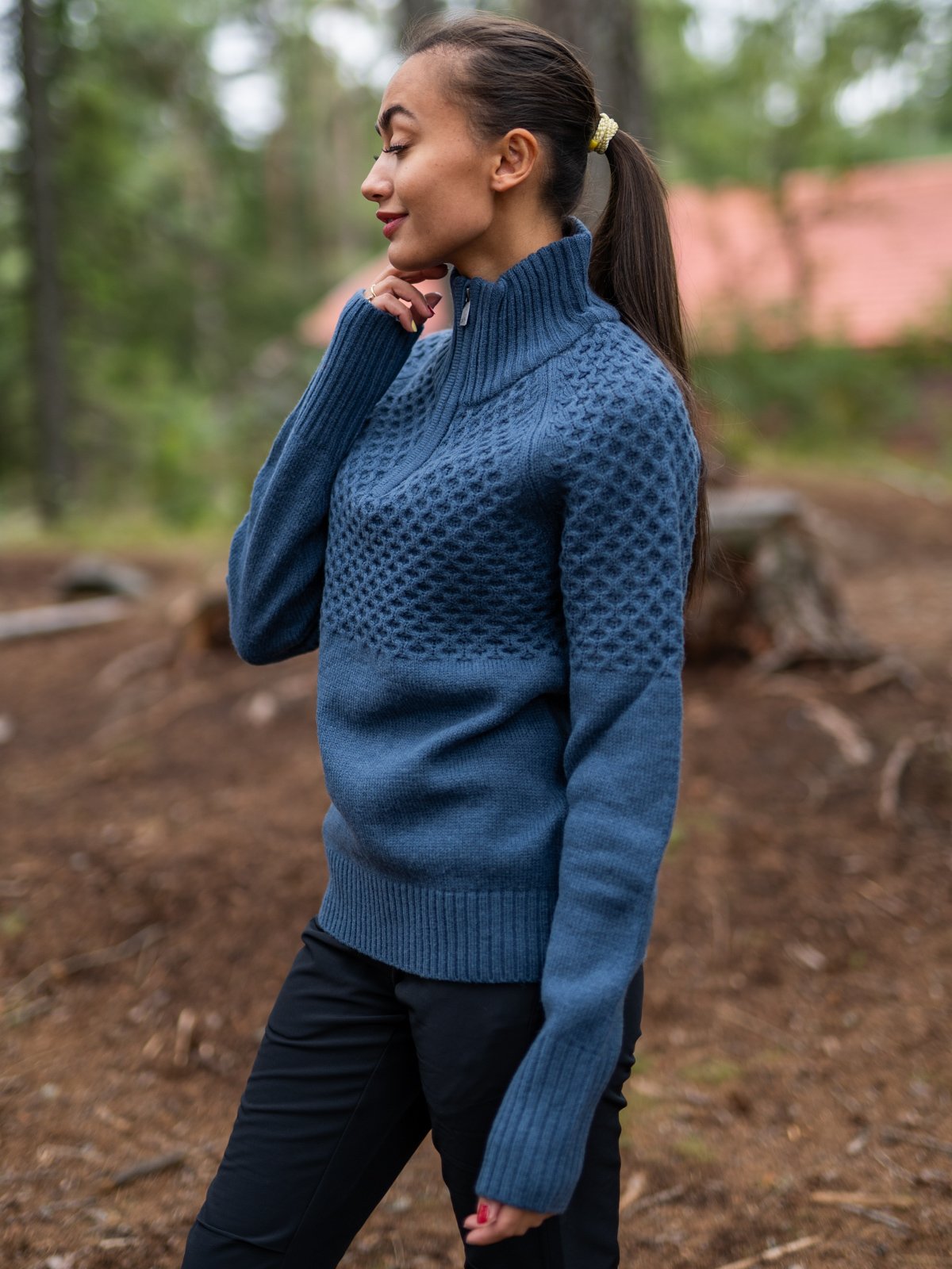 Twentyfour Mellow Wave Ull Half zip Blålilla