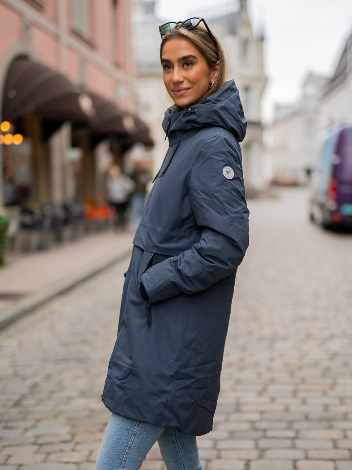 Twentyfour Mellow Vattert Parkas Blekkblå