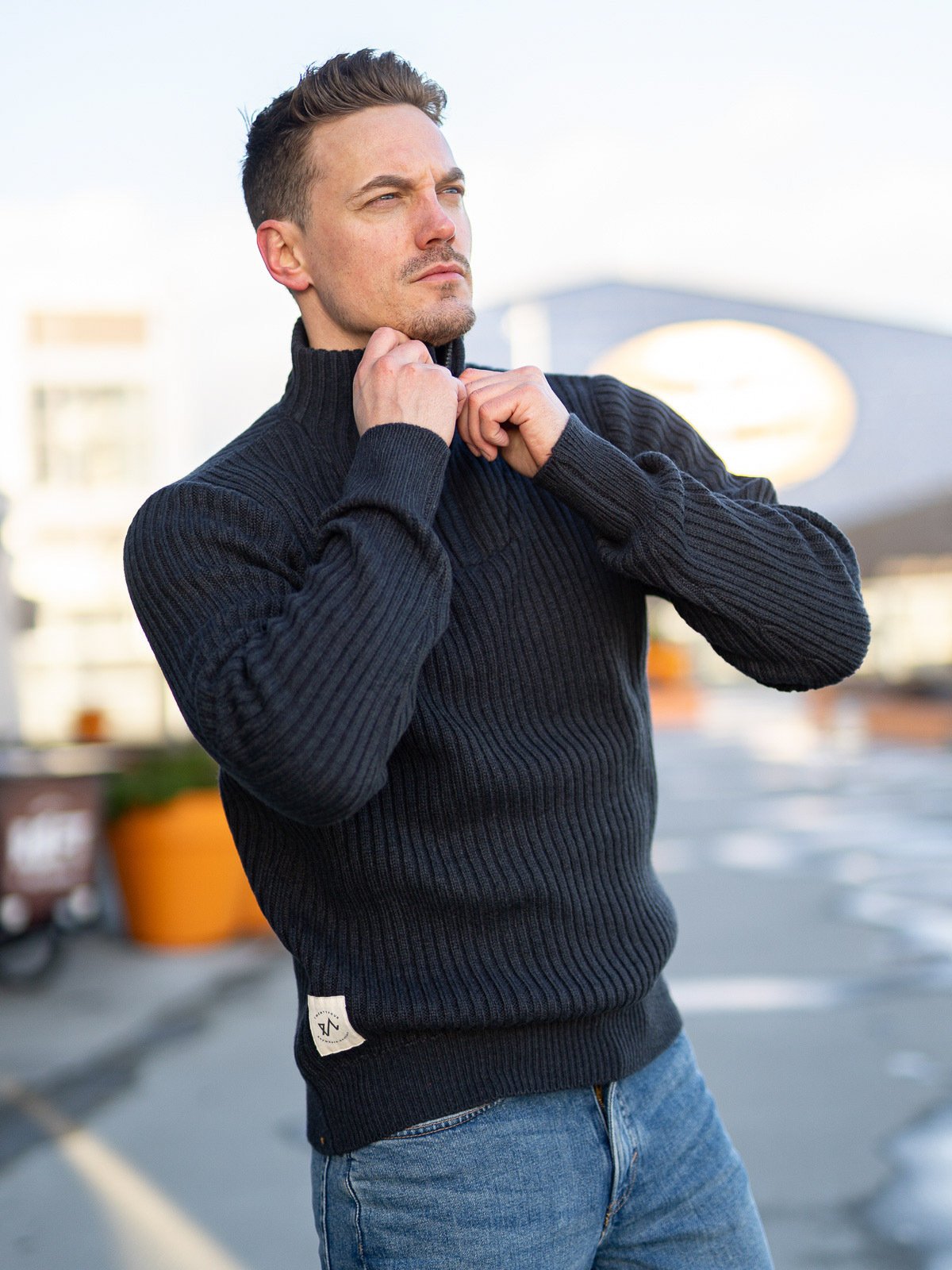 Twentyfour Finse Half Zip Ullgenser Blekkblå