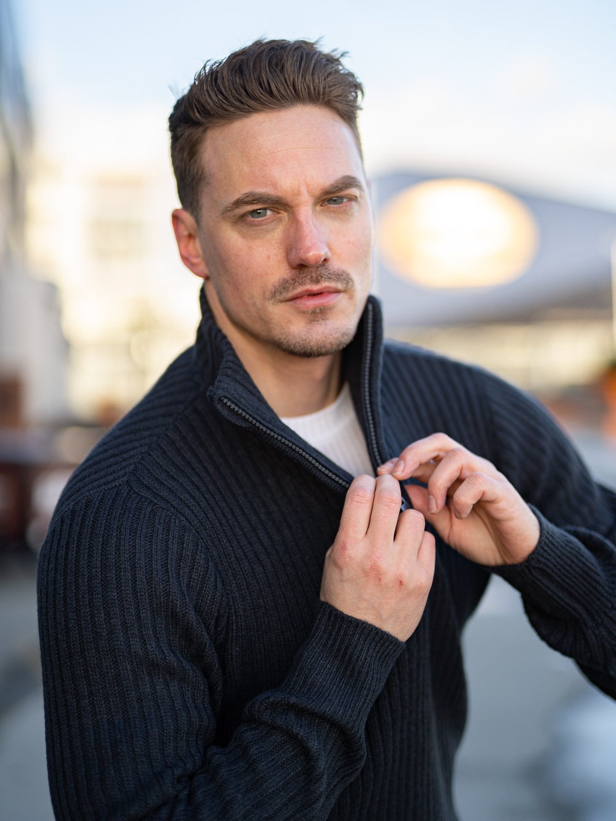 Twentyfour Finse Half Zip Ullgenser Blekkblå