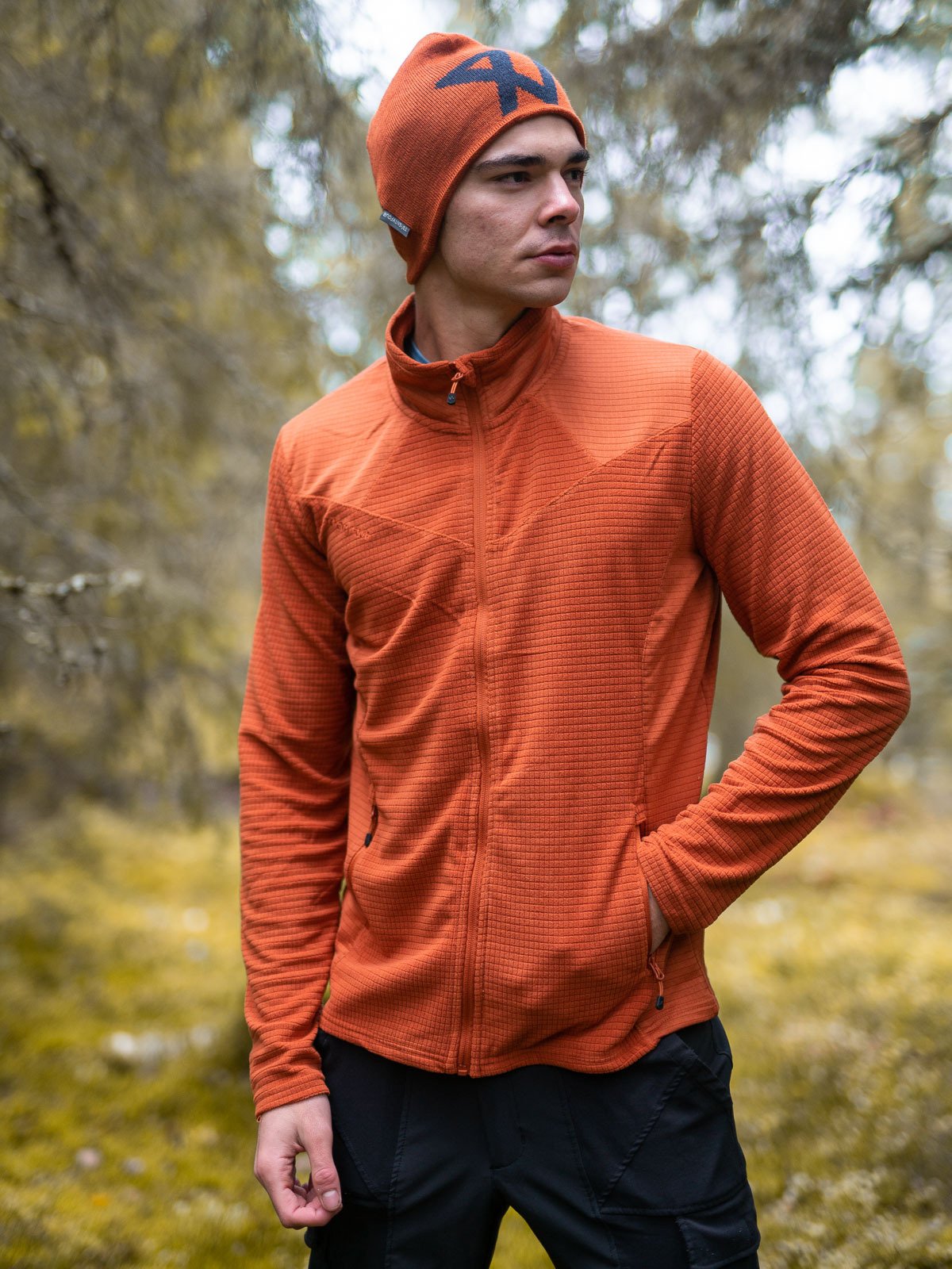Twentyfour Isbre Zip Fleece Herre Orange Brun