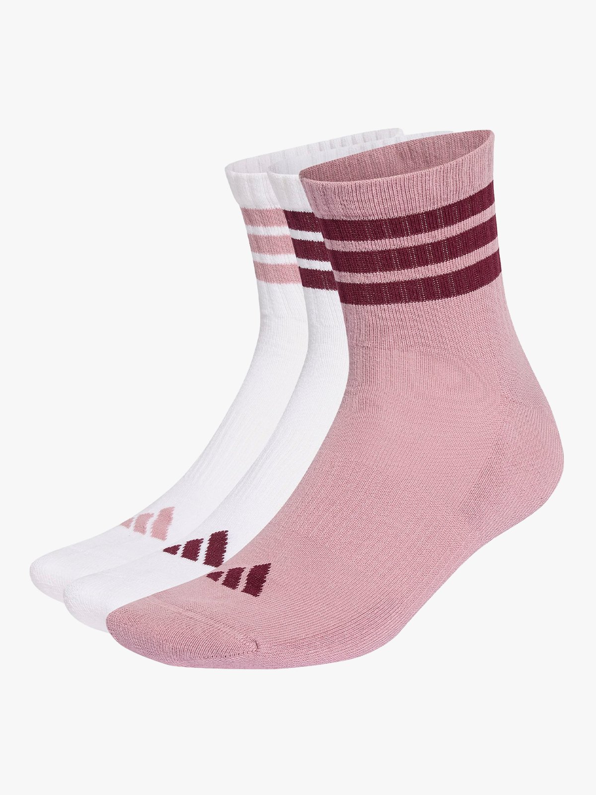 adidas 3-Stripes Essentials Crew Mid 3 Pack Hvit