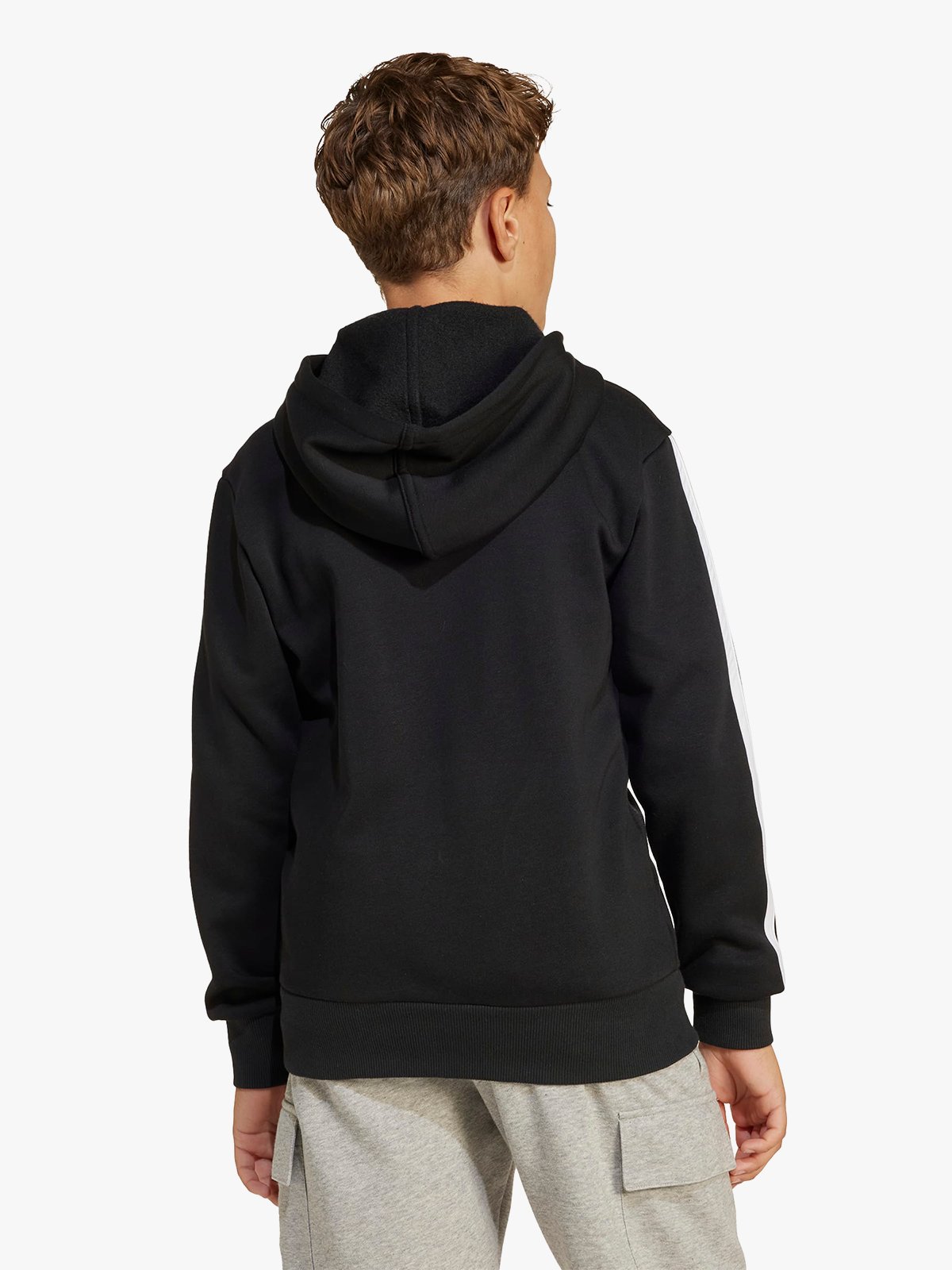 adidas 3S Fleece Full Zip Hood Junior BLACK/WHITE