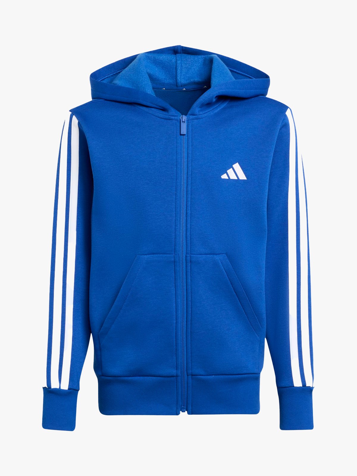 adidas 3S Fleece Full Zip Hood Junior Royal Blue / White