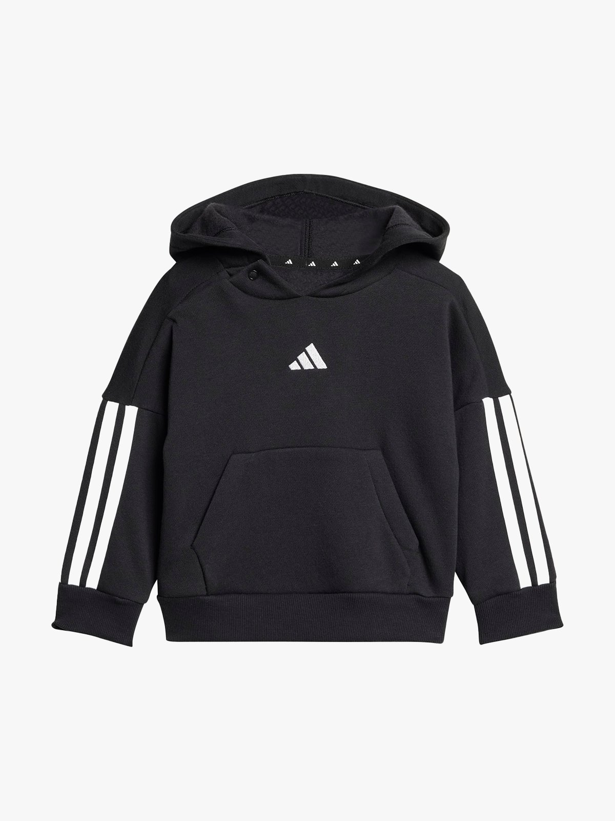 adidas 3-Stripes Fleece Hood Jog Sett Infant Black / White