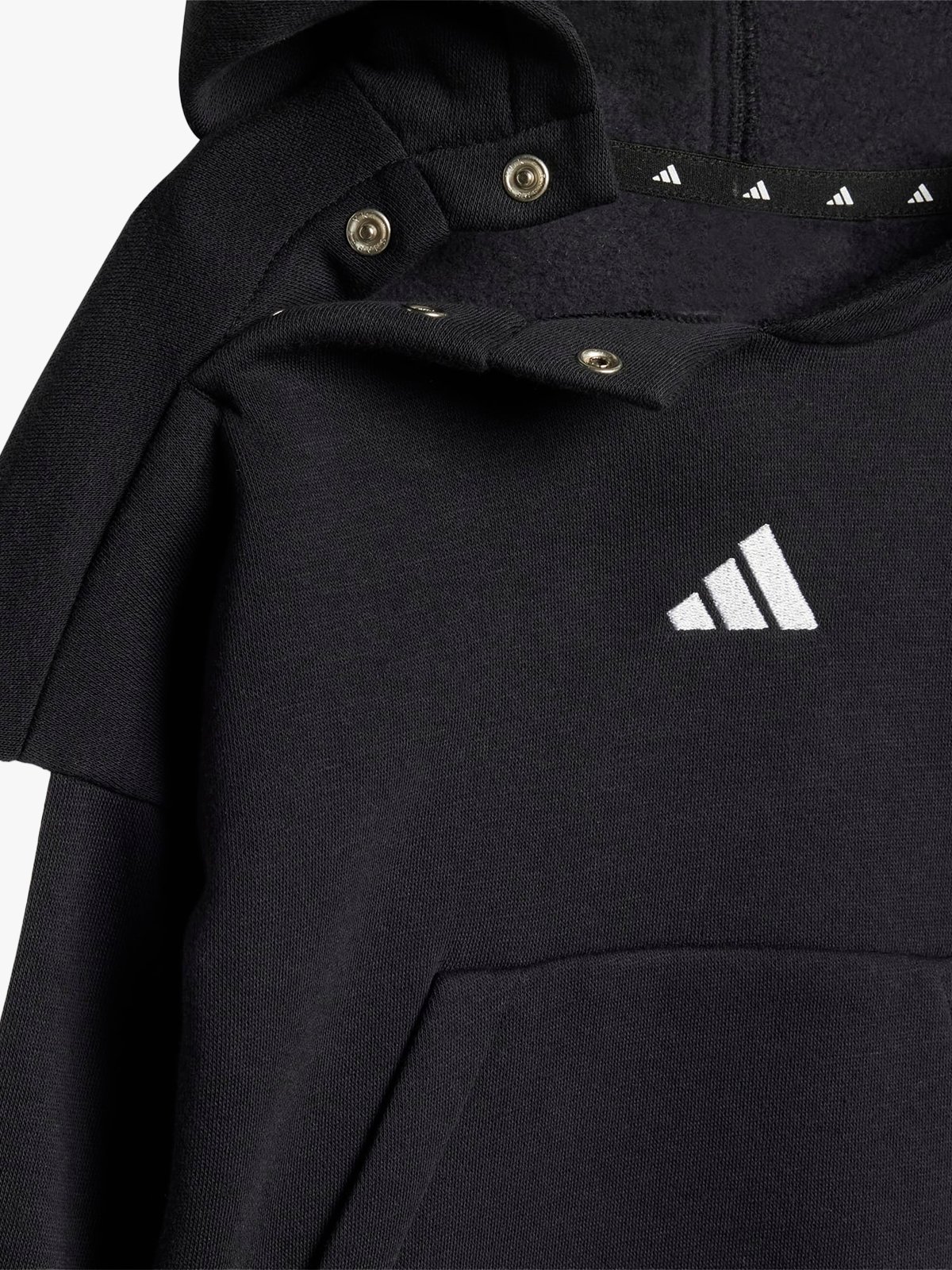 adidas 3-Stripes Fleece Hood Jog Sett Infant Black / White
