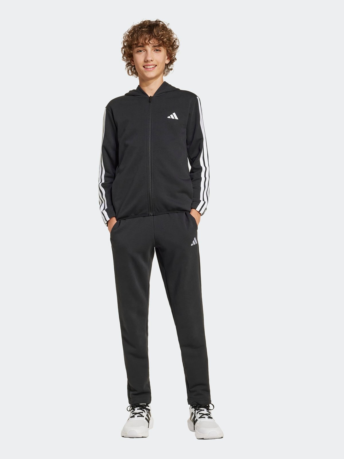 adidas 3-Stripes French Terry Track Suit 220 Junior Black / White