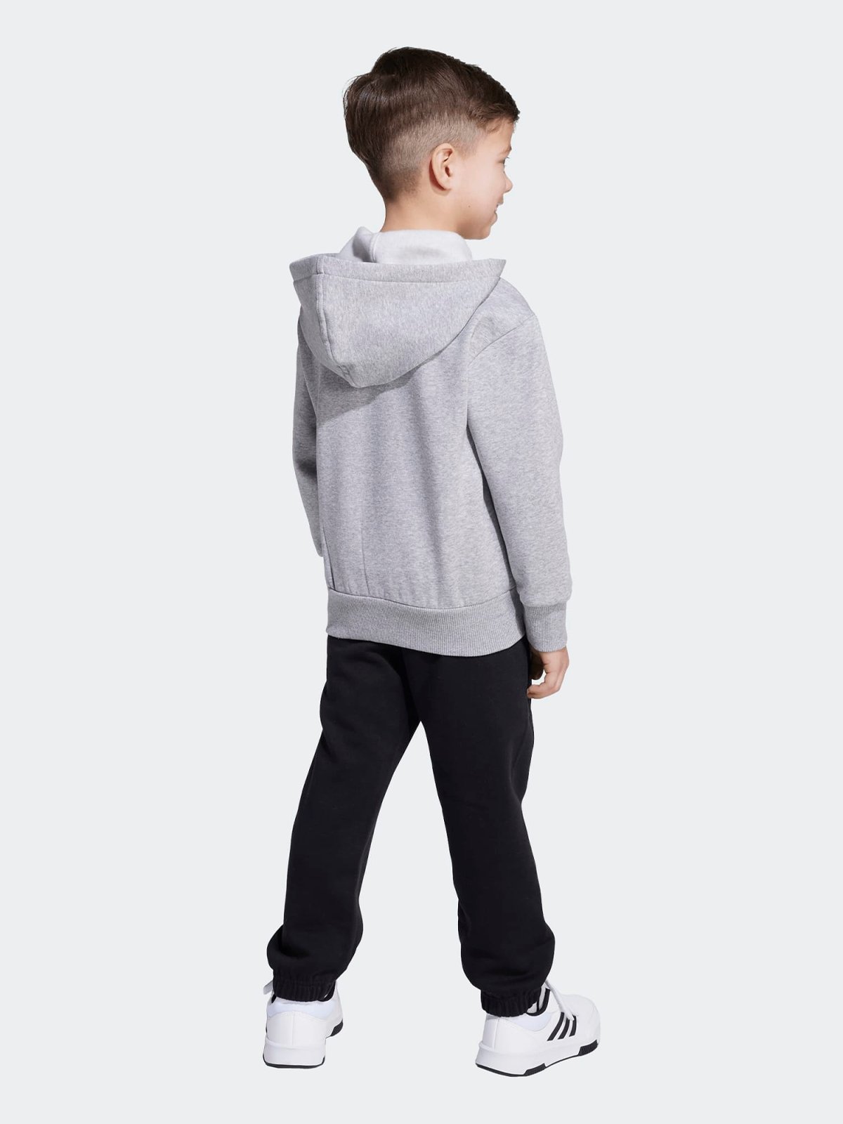 adidas Big Logo Fleece Full Zip Track Suit Kids Medium Grey / White