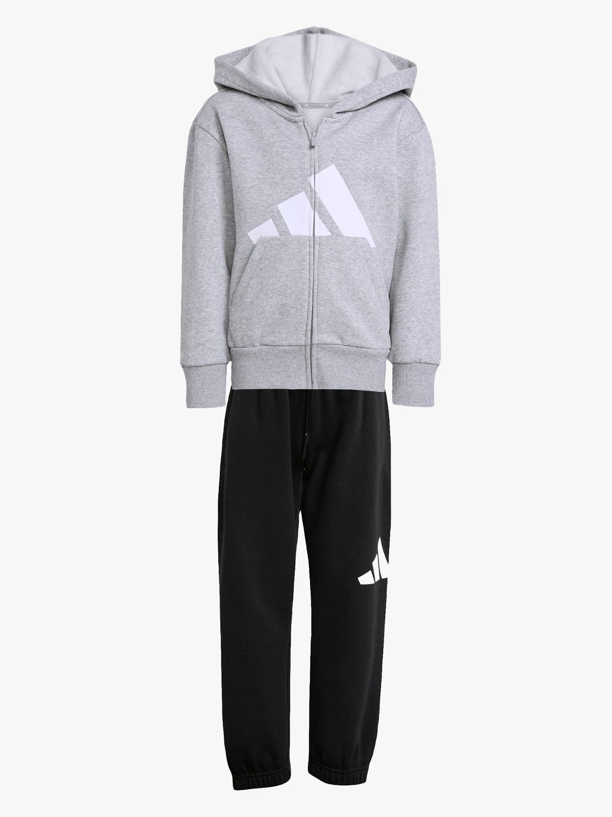 adidas Big Logo Fleece Full Zip Track Suit Kids Medium Grey / White