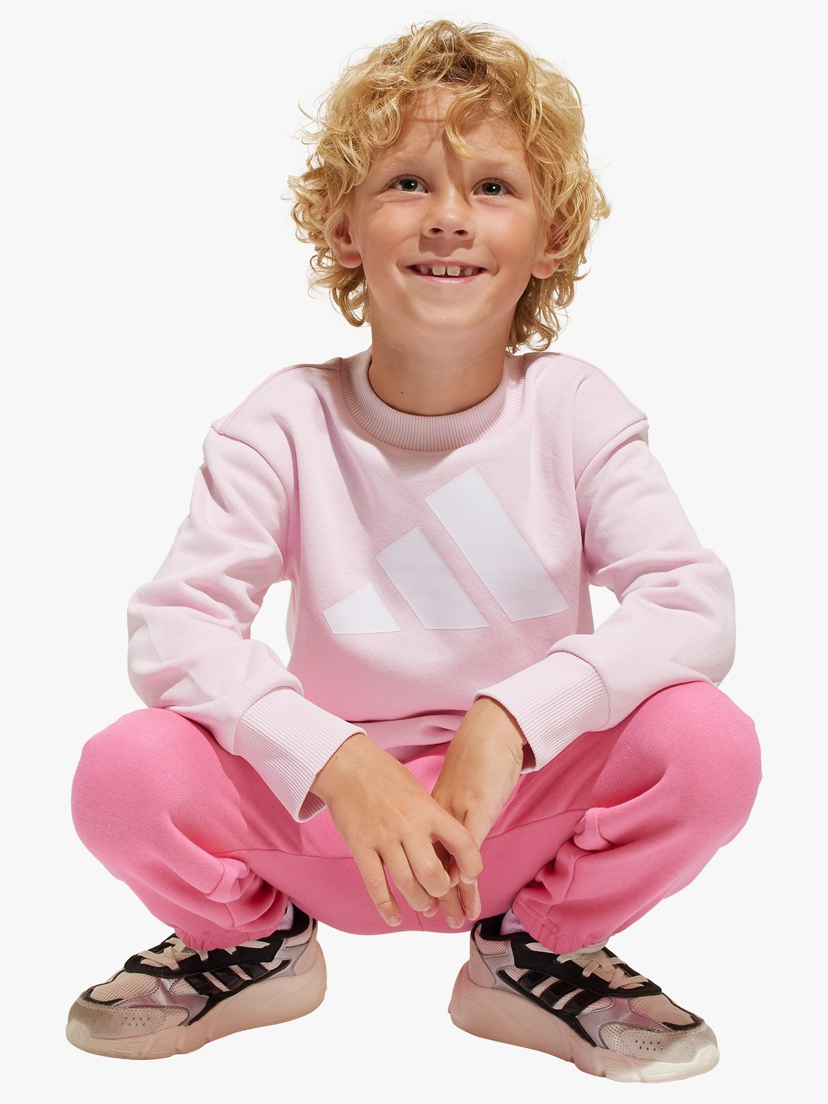 adidas Big Logo Fleece Jog Sett Kids CLPINK/WHITE