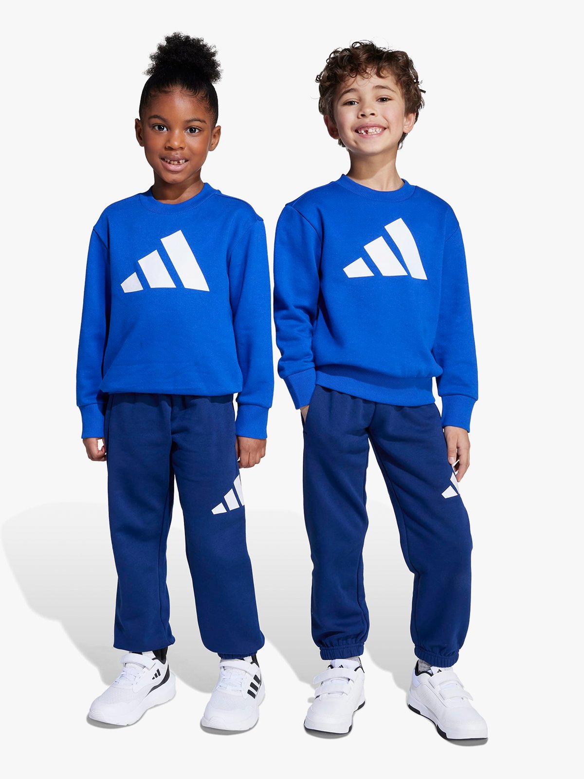 adidas Big Logo Fleece Jog Sett Kids ROYBLU/WHITE