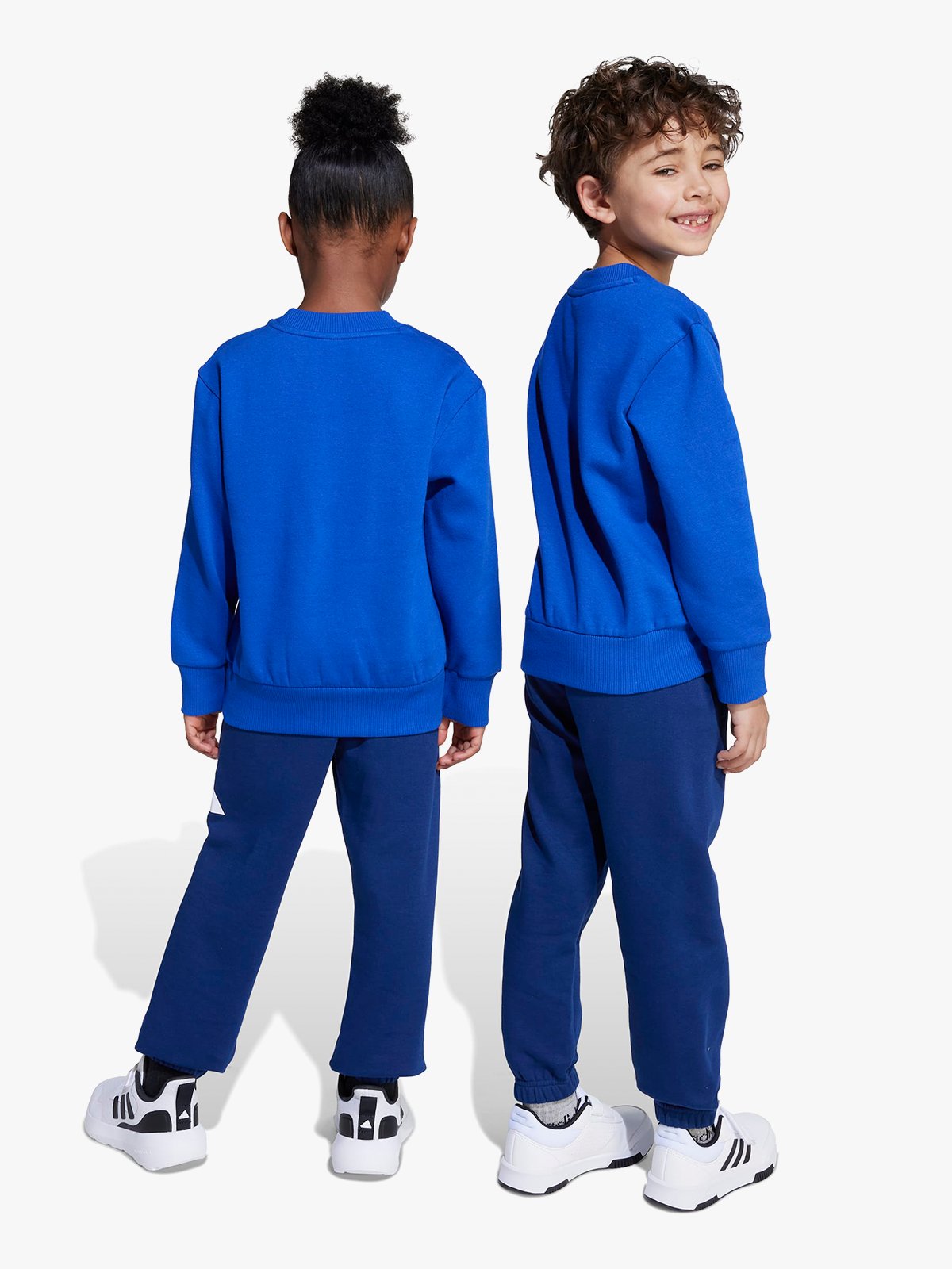 adidas Big Logo Fleece Jog Sett Kids ROYBLU/WHITE
