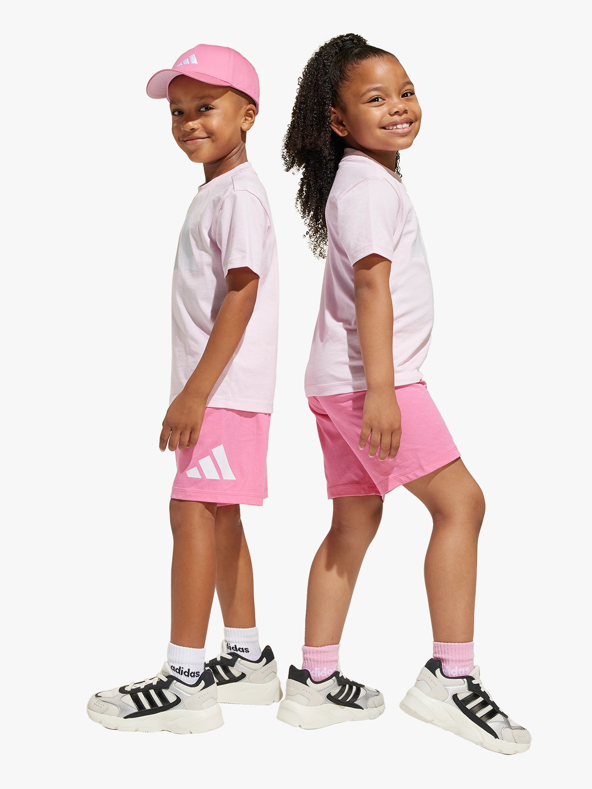 adidas Big Logo Tee-Set 160 Kids Pink / White