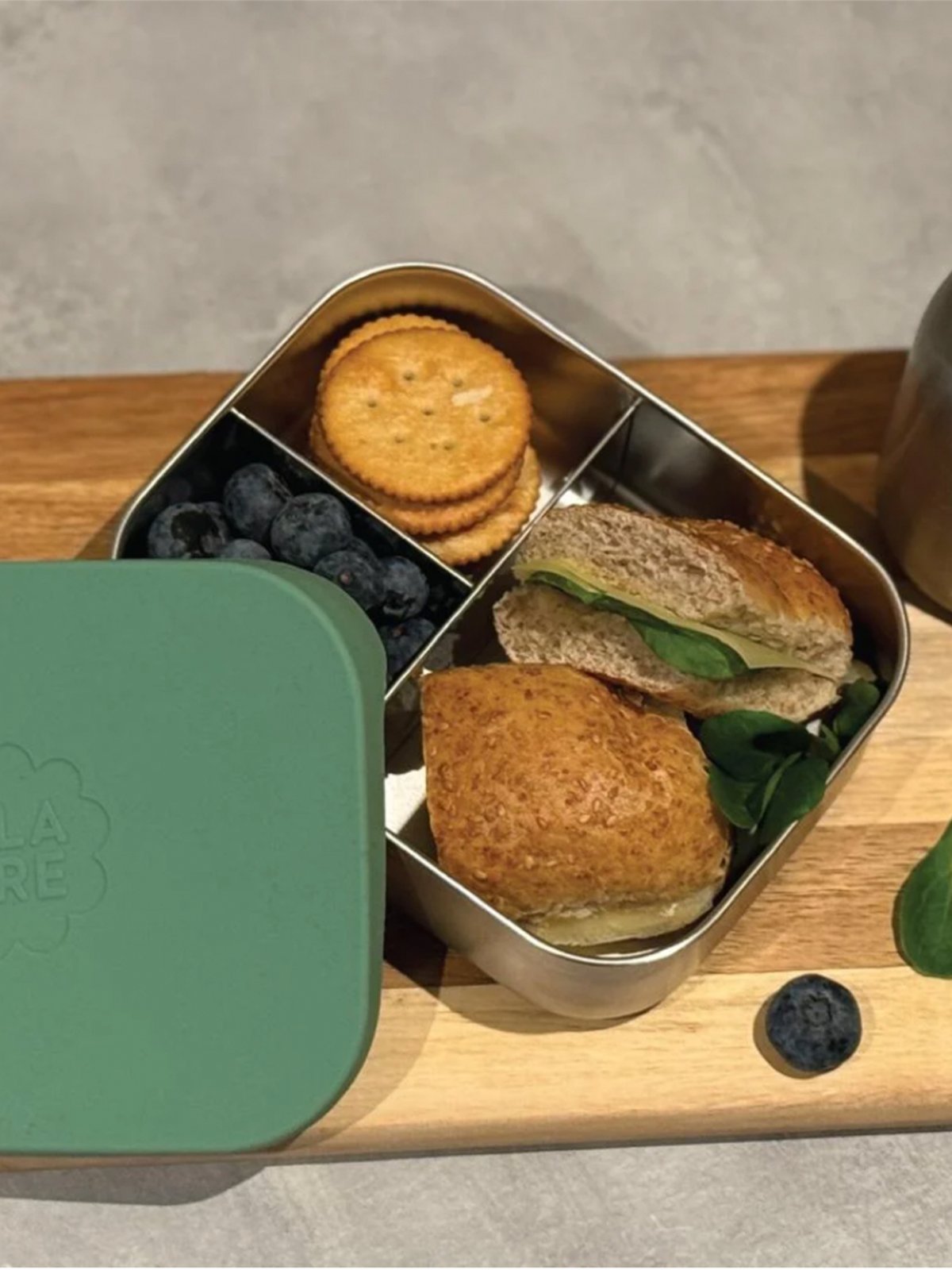 Blafre Stålmatboks Tre Rom Lys Grønn