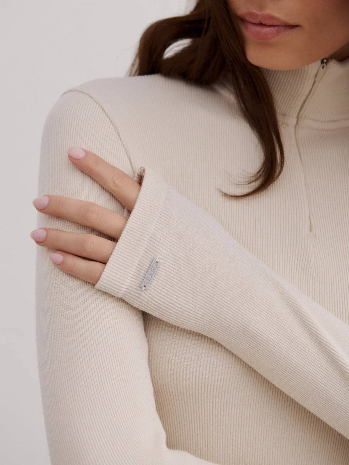 Aim'n Ribbed Wool Half Zip Café Au Lait