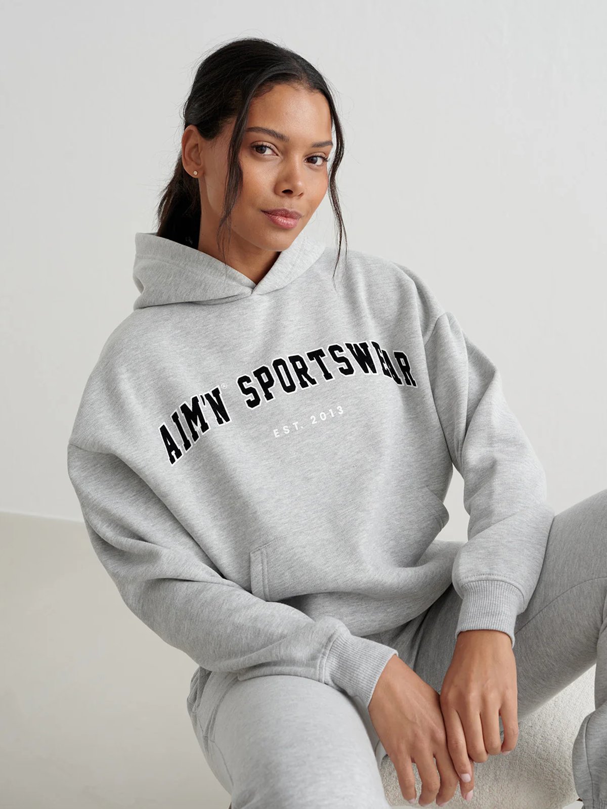 Aim'n Varsity Sweat Hood Grey Melange