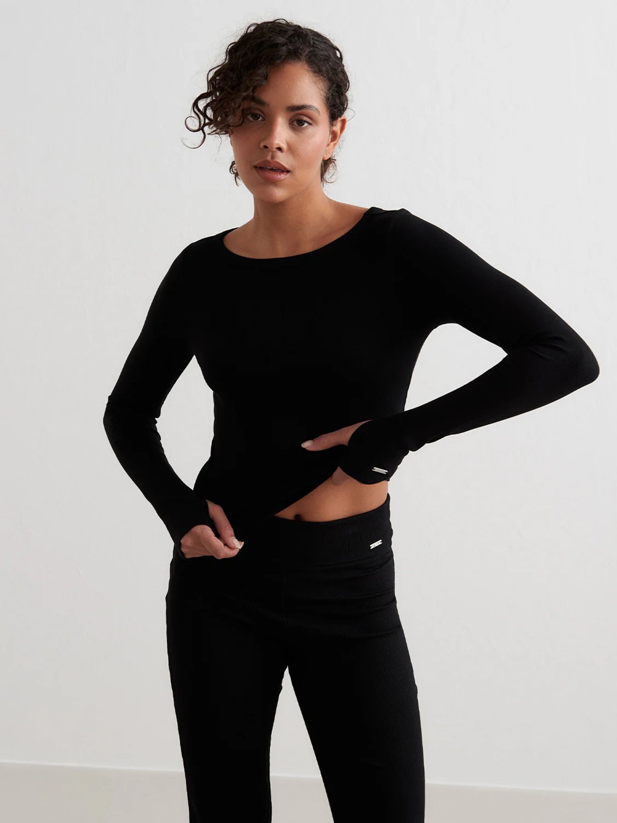 Aim'n Ease Ribbed Long Sleeve Top Black