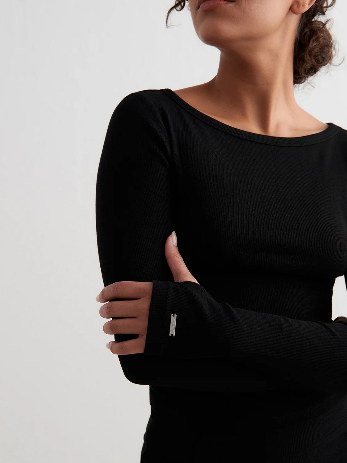 Aim'n Ease Ribbed Long Sleeve Top Black