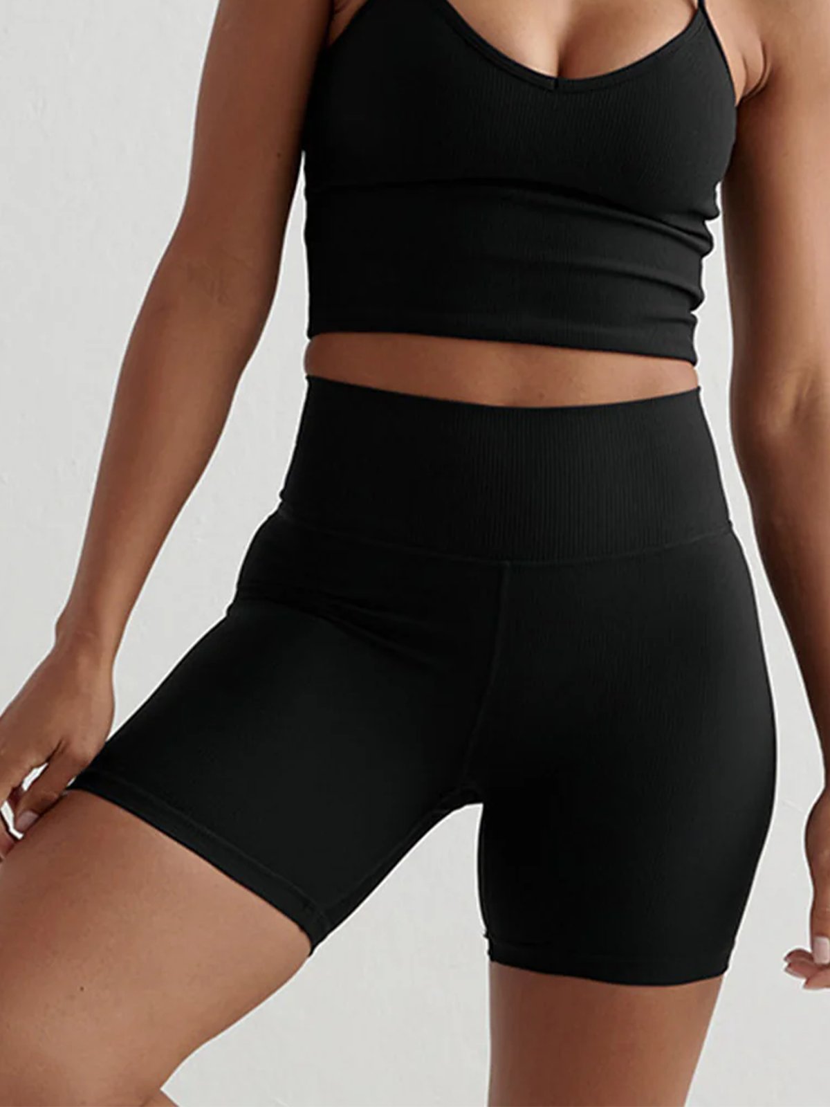 Aim'n Ribbed Performance Midi Biker Shorts Black